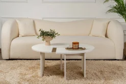 Tavolino soggiorno rotondo bianco larice 90x90x41h cm - Tairn
