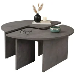 Tavolino soggiorno rotondo grigio 90x90x41h cm - Tairn