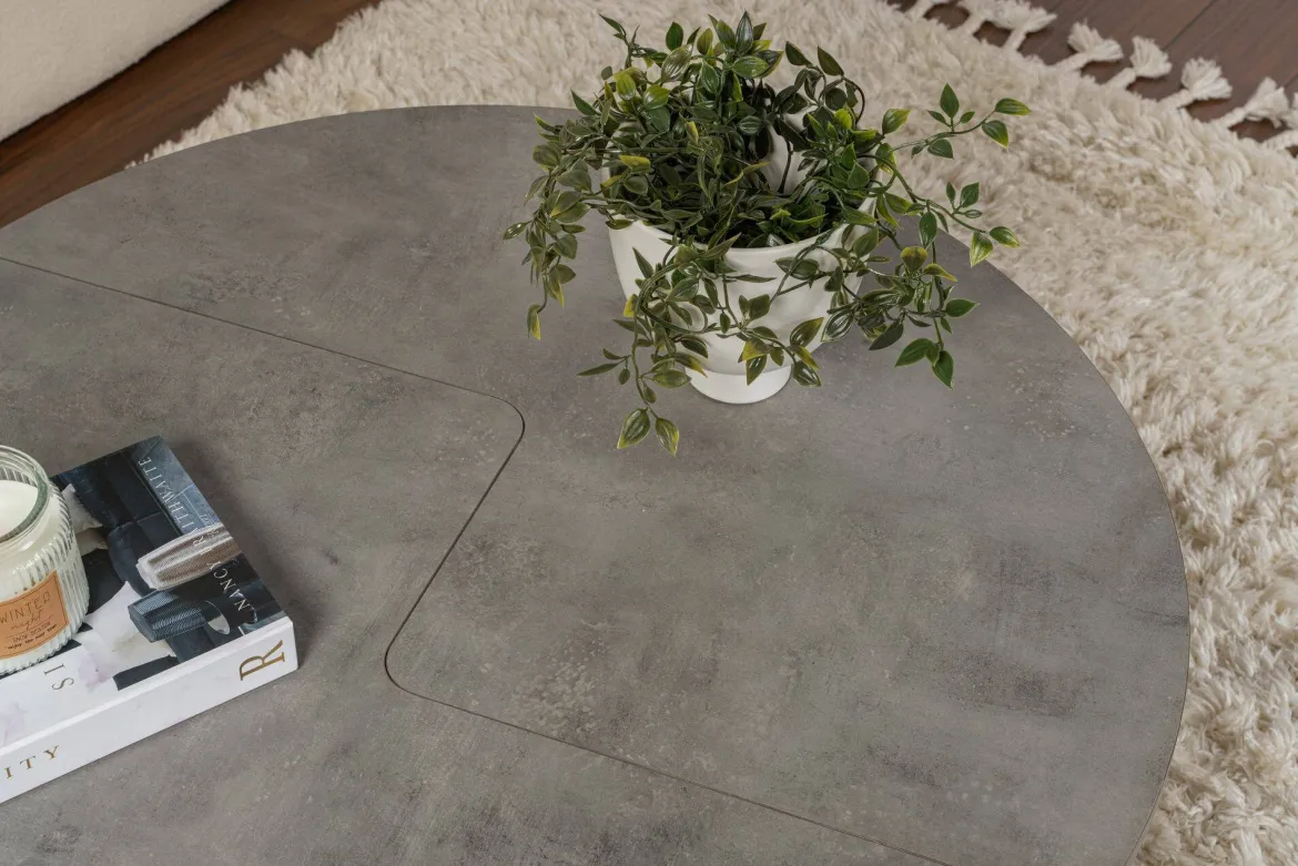 Tavolino soggiorno rotondo grigio 90x90x41h cm - Tairn