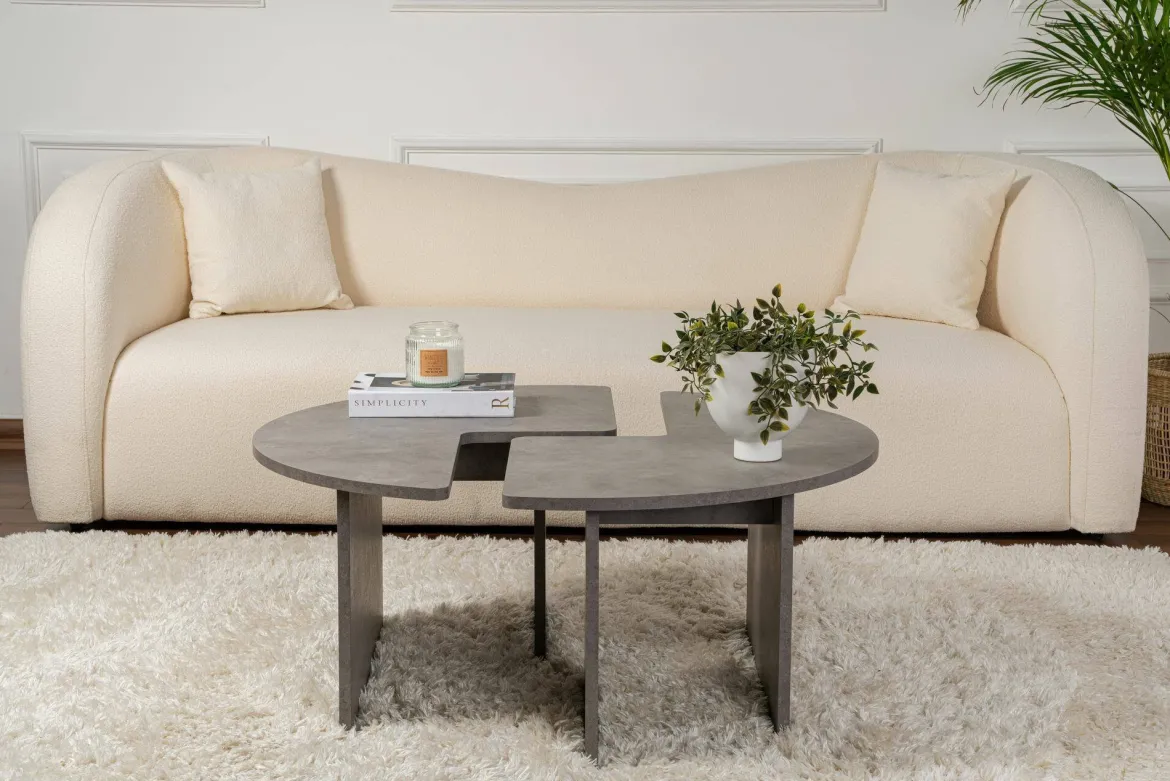 Tavolino soggiorno rotondo grigio 90x90x41h cm - Tairn