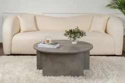 Tavolino soggiorno rotondo grigio 90x90x41h cm - Tairn