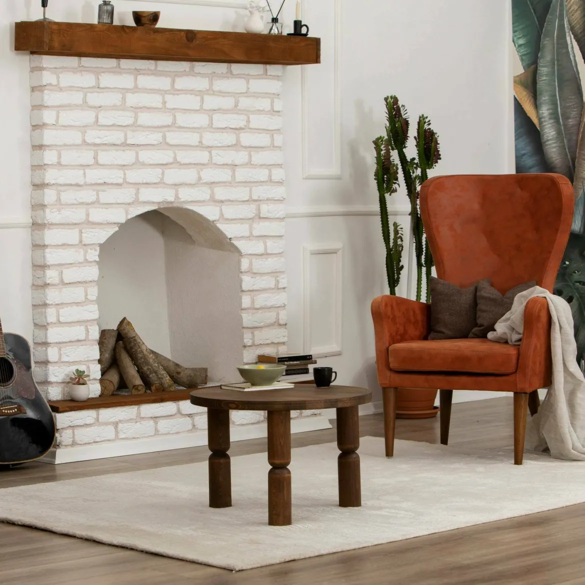 Tavolino soggiorno rotondo noce 70x70x40h cm - Victorien