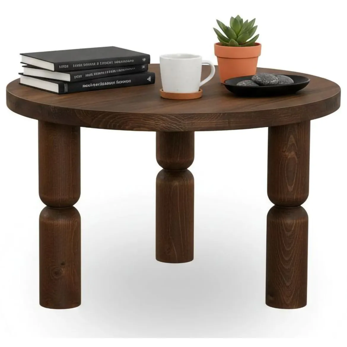 Tavolino soggiorno rotondo noce 70x70x40h cm - Victorien