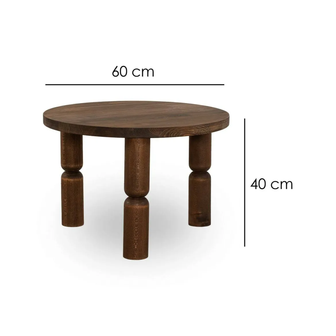 Tavolino soggiorno rotondo noce 70x70x40h cm - Victorien