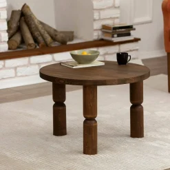 Tavolino soggiorno rotondo noce 70x70x40h cm - Victorien