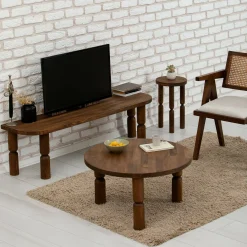 Tavolino soggiorno rotondo noce 70x70x40h cm - Victorien