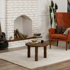 Tavolino soggiorno rotondo noce 70x70x40h cm - Victorien