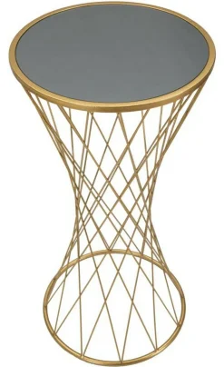 Tavolino soggiorno rotondo oro 50x50x100h cm moderno - Blake