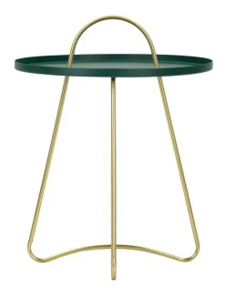 Tavolino soggiorno rotondo verde e oro 45x45x59h cm - Nigra