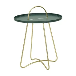 Tavolino soggiorno rotondo verde e oro 45x45x59h cm - Nigra