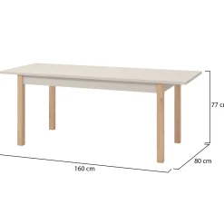 Tavolo Allungabile Beige Marrone Rovere 8 Posti Allungabile 160x80x77h cm, - Bulzi