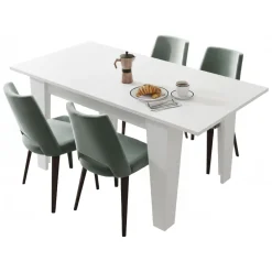 Tavolo Allungabile Bianco Allungabile Meccanismo Estensione Allunga Centrale 160x80x78h cm, Lunghezza Massima 160 cm - Pizzoli