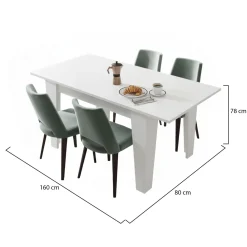 Tavolo Allungabile Bianco Allungabile Meccanismo Estensione Allunga Centrale 160x80x78h cm, Lunghezza Massima 160 cm - Pizzoli