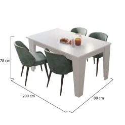 Tavolo Allungabile Bianco Allungabile Meccanismo Estensione Allunga Centrale 200x90x75h cm, Lunghezza Massima 200 cm - Marene