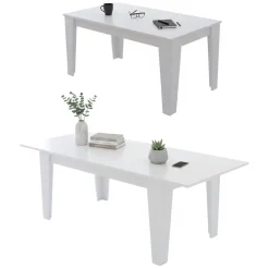 Tavolo Allungabile Bianco Allungabile Meccanismo Estensione Allunga Centrale 220x88x78h cm, Lunghezza Massima 220 cm - Sassetta