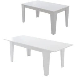 Tavolo Allungabile Bianco Allungabile Meccanismo Estensione Allunga Centrale 220x88x78h cm, Lunghezza Massima 220 cm - Sassetta