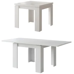 Tavolo Allungabile Bianco Allungabile Meccanismo Estensione a Libro 180x90x78h cm, Lunghezza Massima 180 cm - Popoli