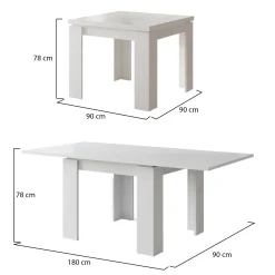 Tavolo Allungabile Bianco Allungabile Meccanismo Estensione a Libro 180x90x78h cm, Lunghezza Massima 180 cm - Popoli