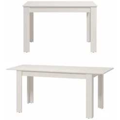 Tavolo Allungabile Bianco Opaco 8 Posti Allungabile 120x80x76h cm, Meccanismo Estensione Allunga Centrale - Marudo