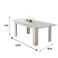 Tavolo allungabile classico 8-10 posti 160/220x88cm bianco - Artino