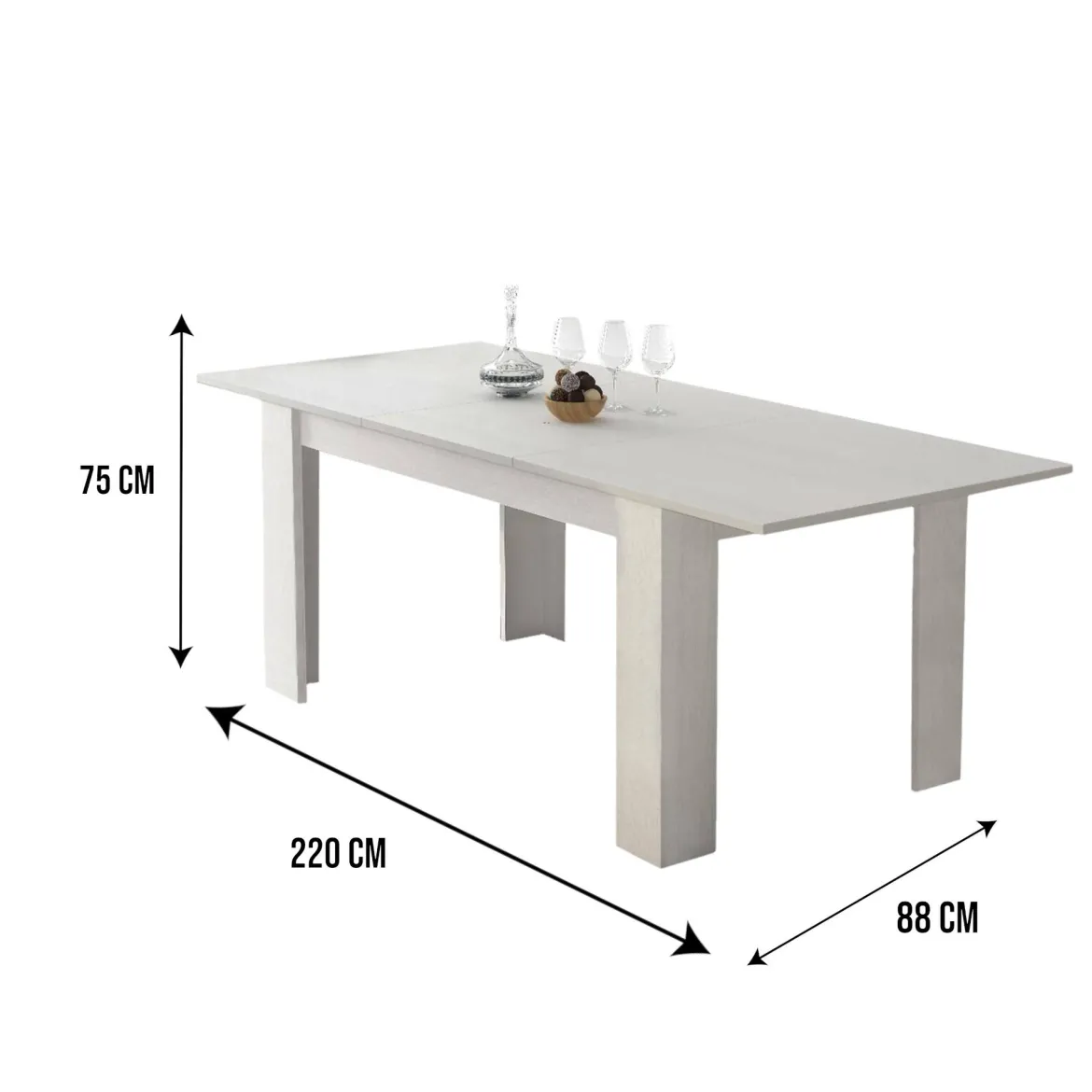 Tavolo allungabile classico 8-10 posti 160/220x88cm bianco - Artino