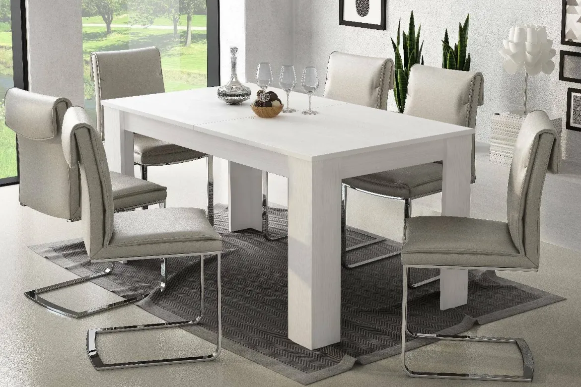 Tavolo allungabile classico 8-10 posti 160/220x88cm bianco - Artino