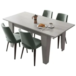 Tavolo Allungabile Grigio Cemento Allungabile Meccanismo Estensione Allunga Centrale 160x80x78h cm, Lunghezza Massima 160 cm - Pizzoli