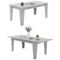Tavolo Allungabile Grigio Cemento Allungabile Meccanismo Estensione Allunga Centrale 220x88x78h cm, Lunghezza Massima 220 cm - Sassetta