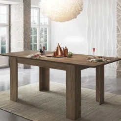 Tavolo Allungabile Marrone Rovere Allungabile Meccanismo Estensione Allunga Centrale 220x90x75h cm, Lunghezza Massima 220 cm - Campora