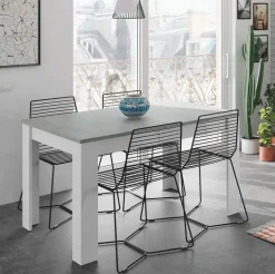 Tavolo allungabile minimal 6-8 posti 140/190x90cm cemento e bianco - Abudula