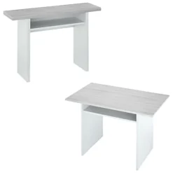Tavolo allungabile 2-4 posti 120x35cm bianco e cemento - Arila