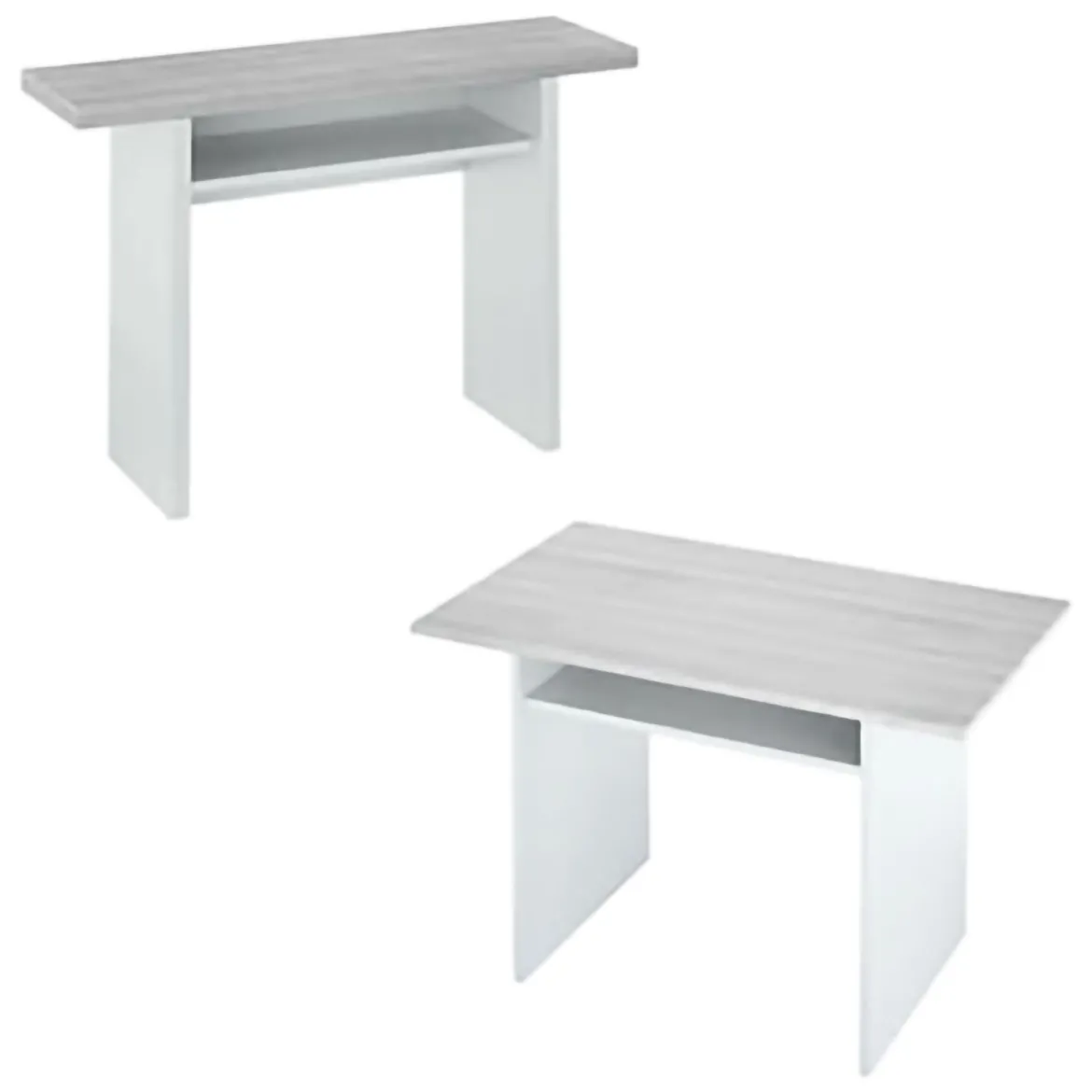 Tavolo allungabile 2-4 posti 120x35cm bianco e cemento - Arila
