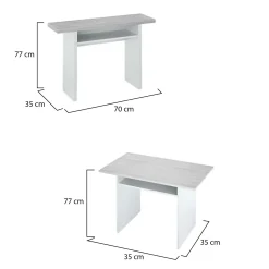 Tavolo allungabile 2-4 posti 120x35cm bianco e cemento - Arila