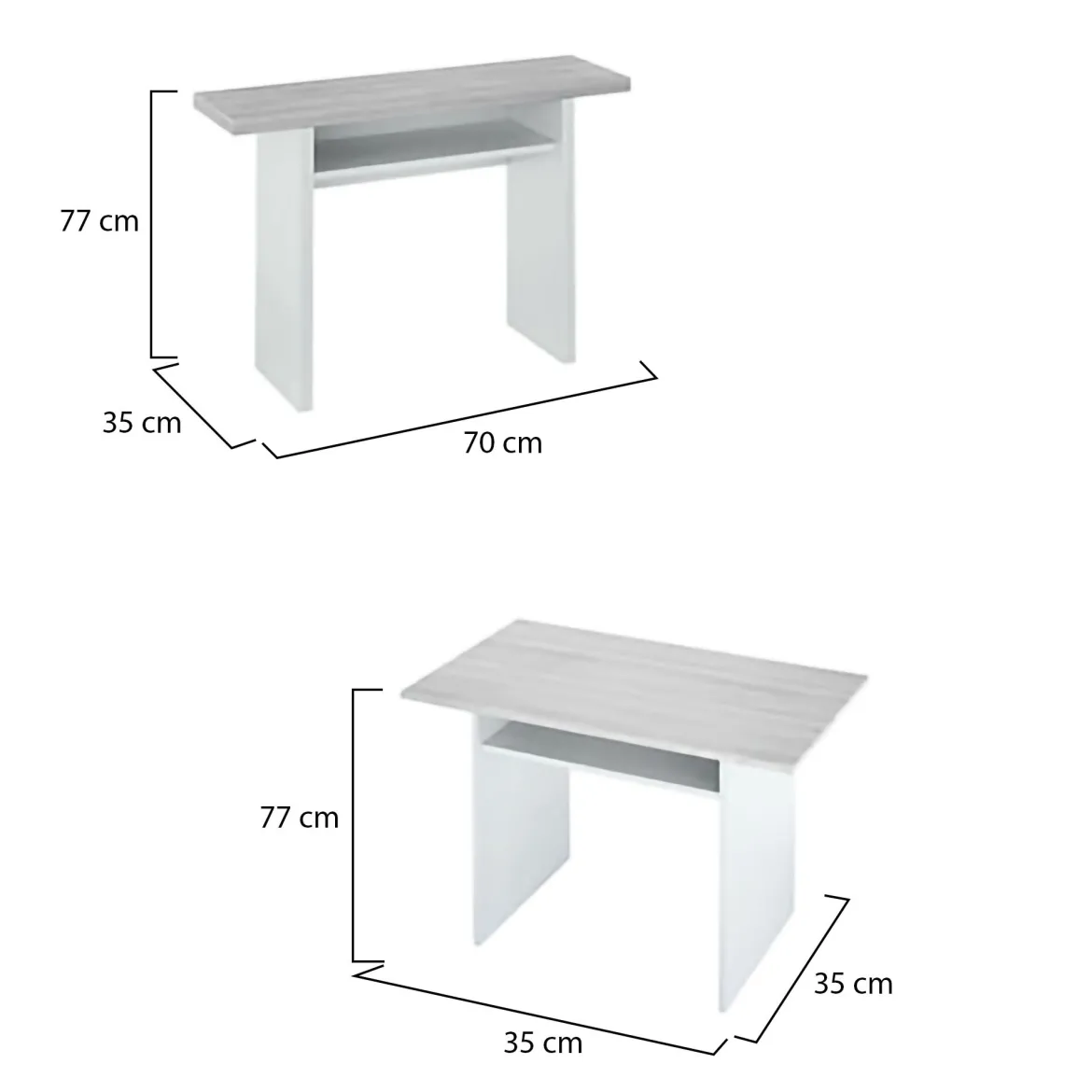 Tavolo allungabile 2-4 posti 120x35cm bianco e cemento - Arila
