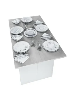 Tavolo allungabile 2-4 posti 120x35cm bianco e cemento - Arila