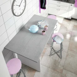 Tavolo allungabile 2-4 posti 120x35cm bianco e cemento - Arila