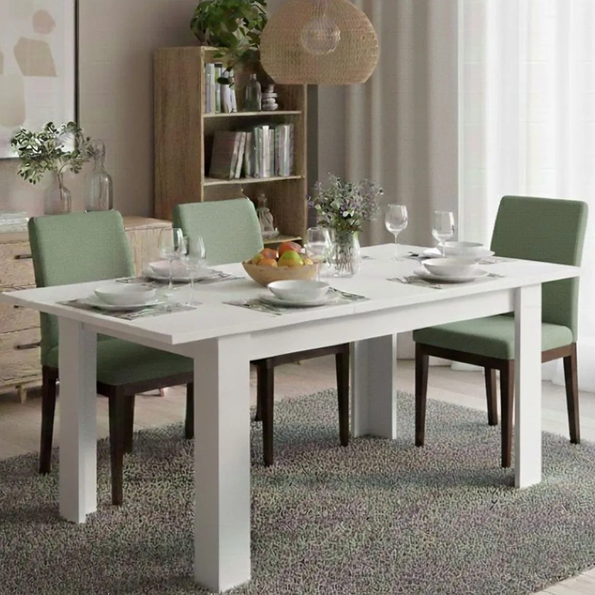 Tavolo allungabile 6-8 posti 140/190x90cm bianco - Abudula