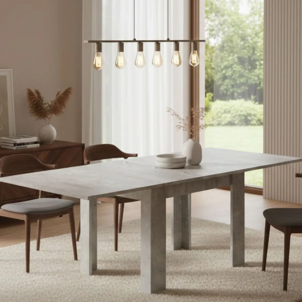 Tavolo allungabile 6-8 posti 90x90cm grigio - Airin