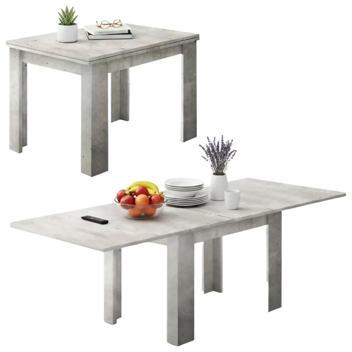 Tavolo allungabile 6-8 posti 90x90cm grigio - Airin
