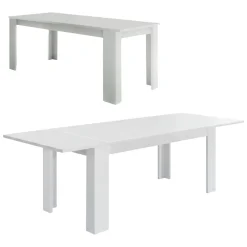 Tavolo allungabile 8-10 posti 140/190x90cm bianco lucido - Arizon