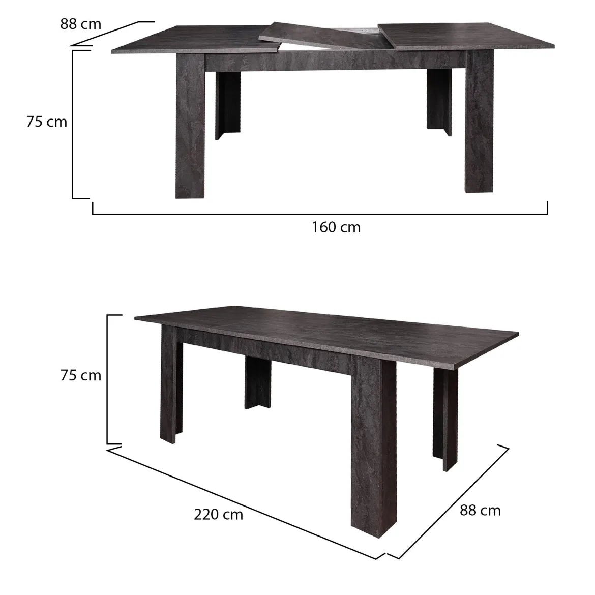 Tavolo allungabile 8-10 posti 160/220x88cm rovere - Artino