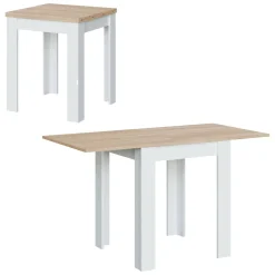 Tavolo allungabile salvaspazio 4-6 posti 67x67/135cm bianco e rovere - Aratro