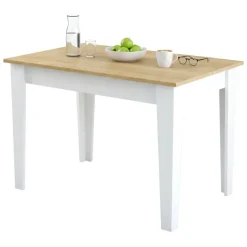 Tavolo classico rettangolare 6 posti bianco e quercia 110x72cm - Eupilio
