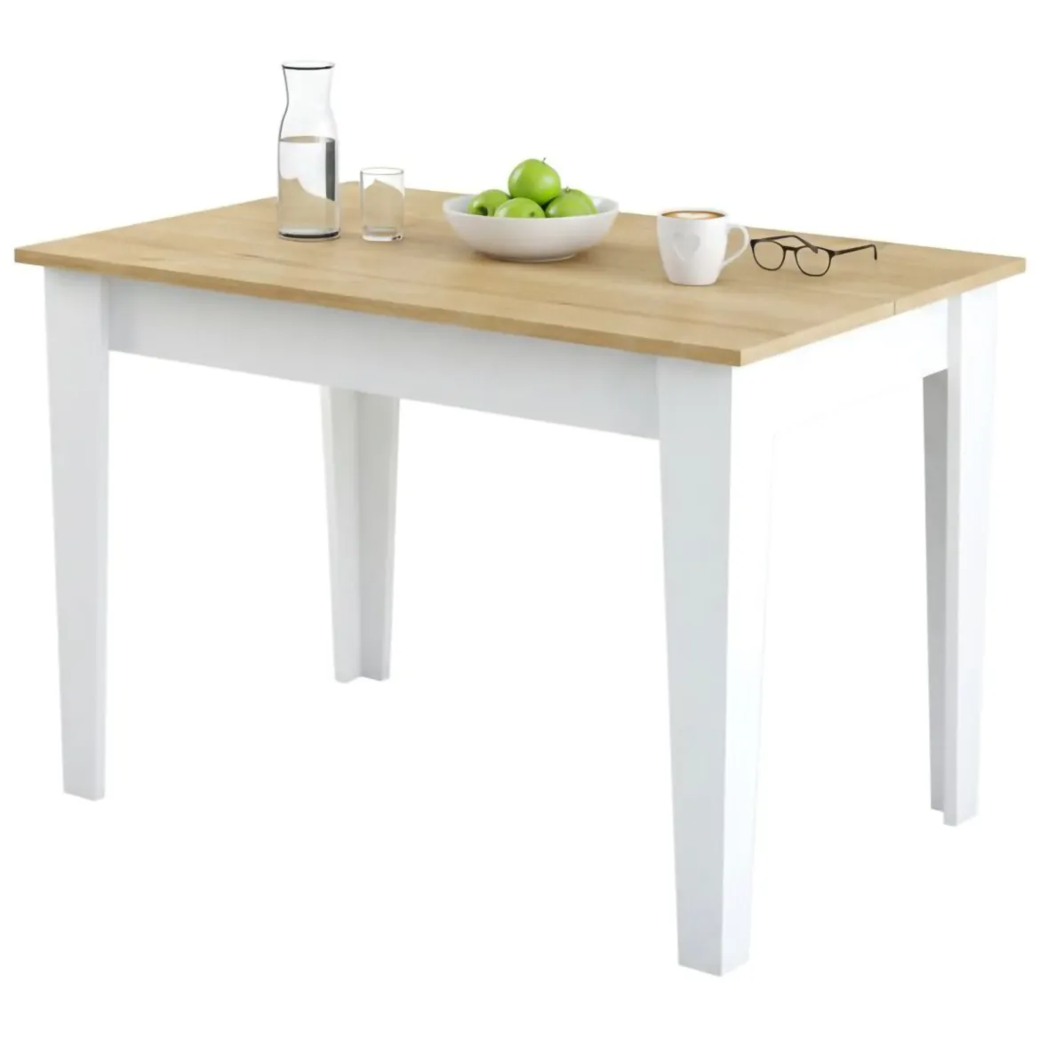 Tavolo classico rettangolare 6 posti bianco e quercia 110x72cm - Eupilio
