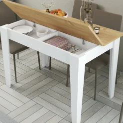 Tavolo classico rettangolare 6 posti bianco e quercia 110x72cm - Eupilio