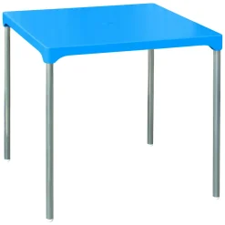 Tavolo da Esterno Azzurro 4 Posti Tavolo Tavolo Fisso Quadrato 75x75x72h cm, Lunghezza Massima 75 cm Made in Italy - Brownstown