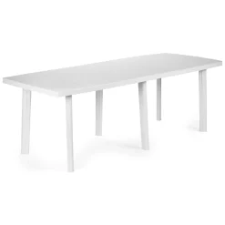 Tavolo da Esterno Bianco 10 Posti Meccanismo Estensione Allunga Centrale 216x90x72h cm, Allungabile Made in Italy - Crossley