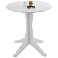 Tavolo da Esterno Bianco 2 Posti Tavolo Tavolo Fisso Rotondo 70x70x72h cm, Lunghezza Massima 70 cm Made in Italy - Trimble