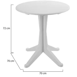 Tavolo da Esterno Bianco 2 Posti Tavolo Tavolo Rotondo Fisso 70x70x72h cm, Lunghezza Massima 70 cm Made in Italy - Lorwood
