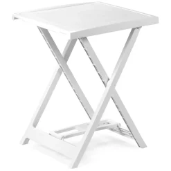 Tavolo da Esterno Bianco 2 Posti Tavolo Tavolo da Esterno Fisso 60x47x65h cm, Lunghezza Massima 50 cm Made in Italy - Ohatchee